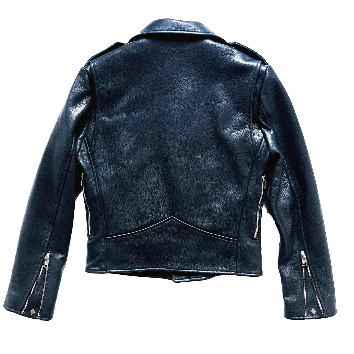 AVENUE D BLACK LEATHER BIKER JACKET (CROPPED) (MENS) - Image 2