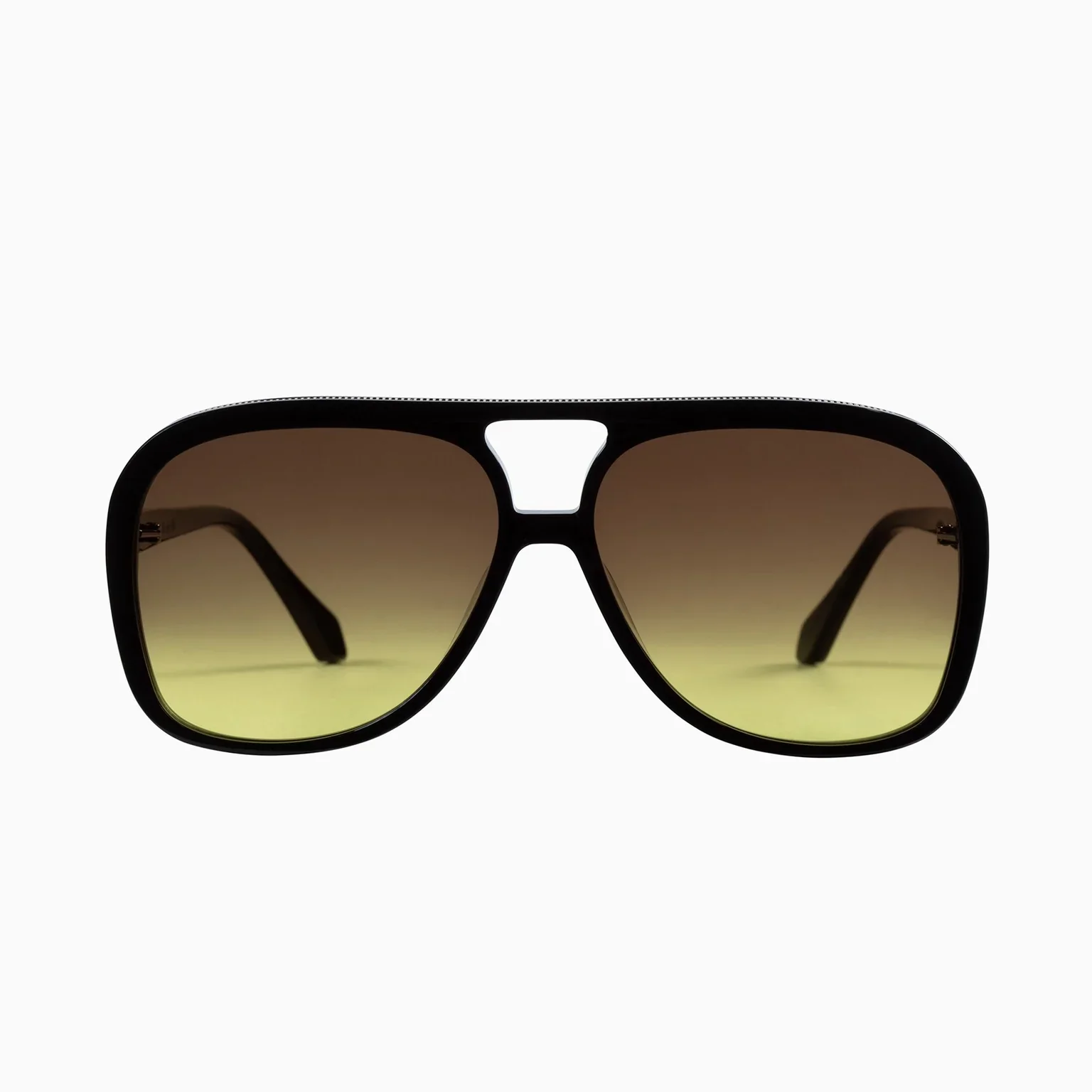 BANG - Gloss Black w. Gold Metal Trim / Brown to Yellow Gradient Lens