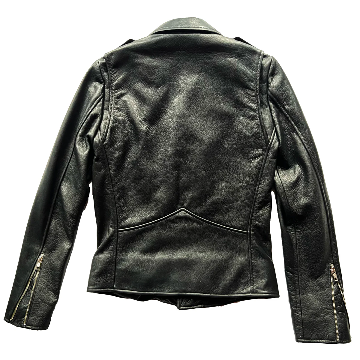 BOWERY BLACK LEATHER BIKER JACKET (CRIMSON RED LINING) - Image 3