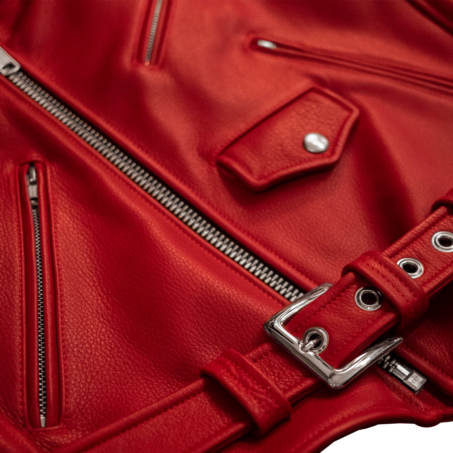 BOWERY RED LEATHER BIKER JACKET (MENS) - Image 5