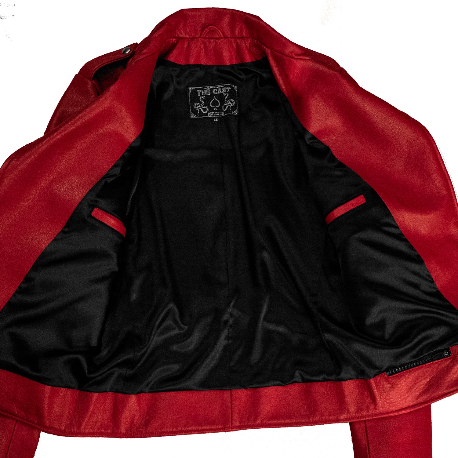 BOWERY RED LEATHER BIKER JACKET (MENS) - Image 6