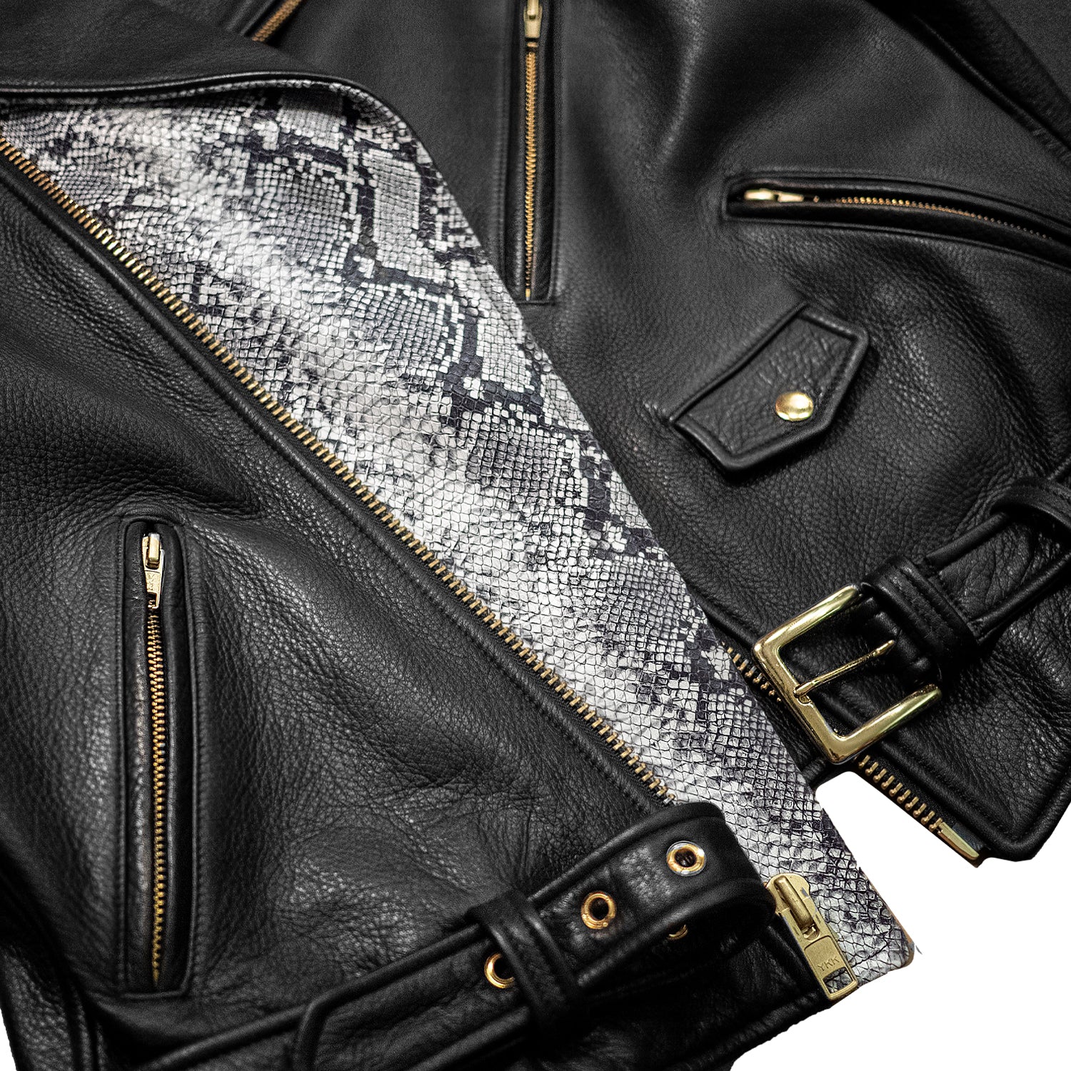 BOWERY JACKET - L / SNAKESKIN DETAIL, POLKA-DOT LINING + GOLD HARDWARE - Image 4