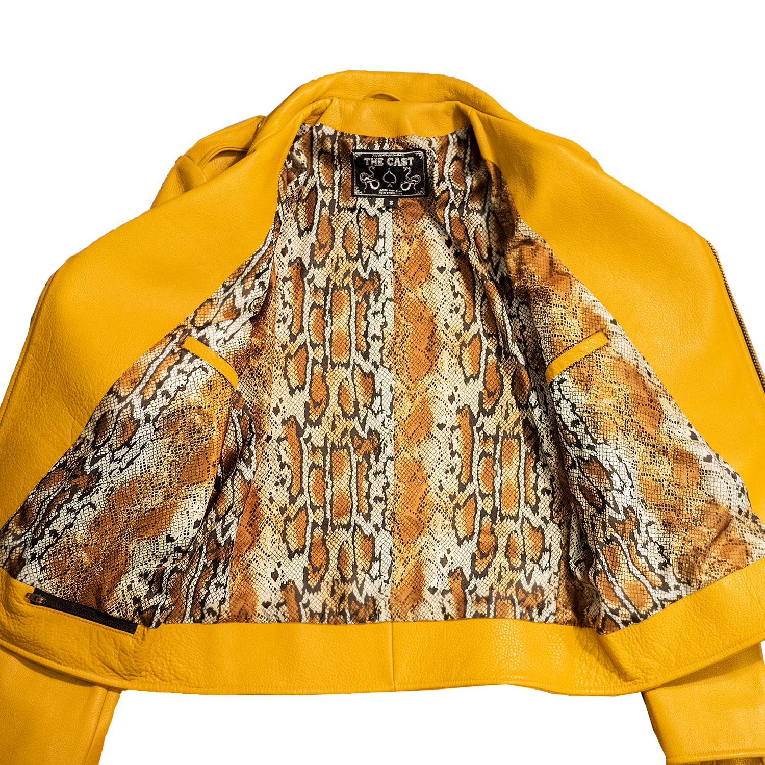 BOWERY JACKET - S / YELLOW w/ SNAKESKIN LINING + GOLD HARDWARE - Image 4