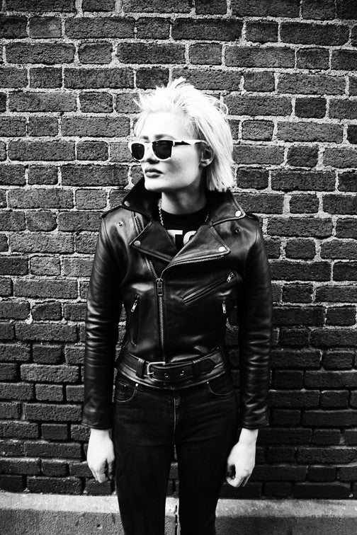 BOWERY BLACK LEATHER BIKER JACKET (WOMENS) - Image 10