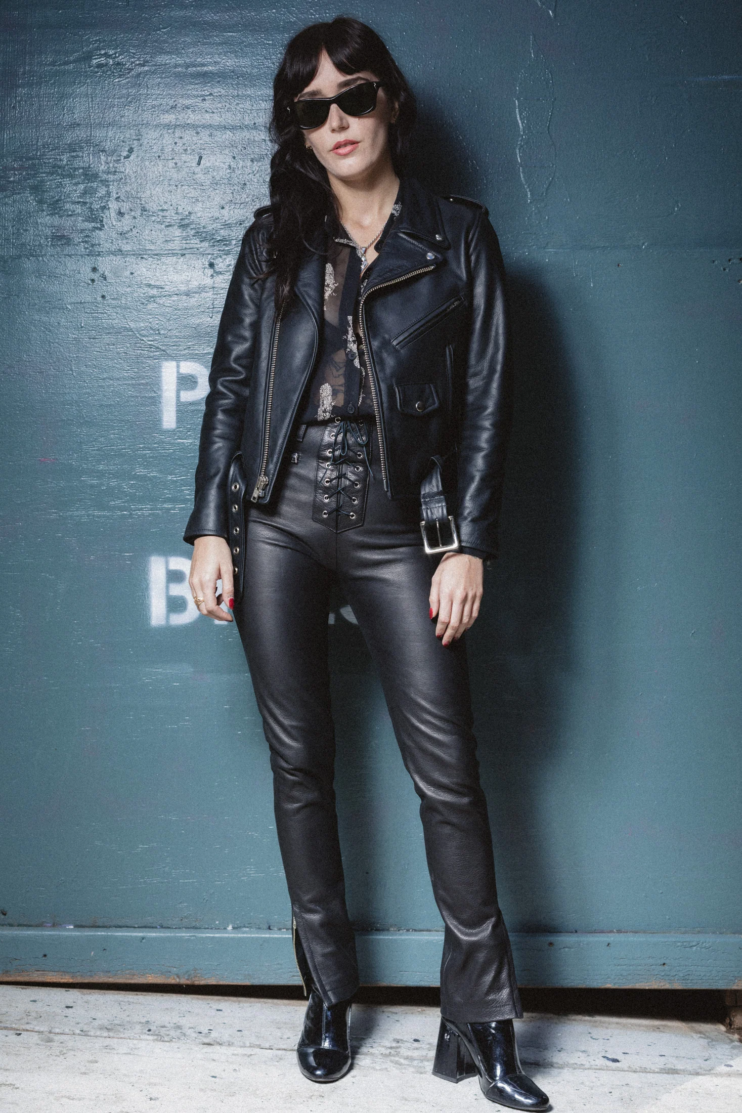 BOWERY BLACK LEATHER BIKER JACKET (WOMENS) - Image 5