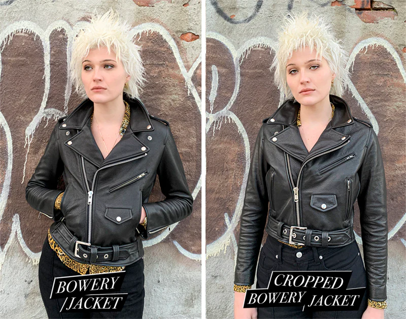 BOWERY BLACK LEATHER BIKER JACKET (WOMENS) - Image 8