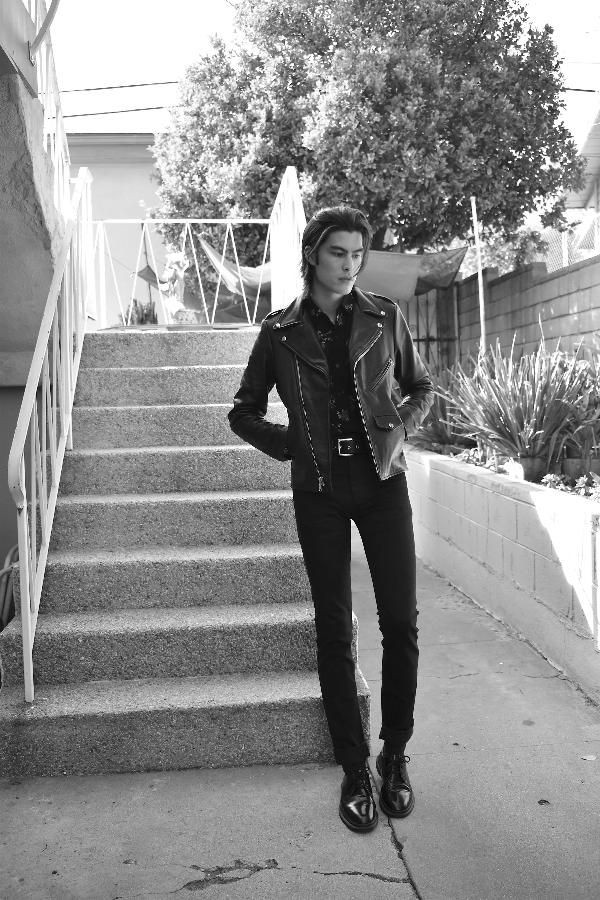 BOWERY BLACK LEATHER BIKER JACKET (MENS) (NO BELT) - Image 3