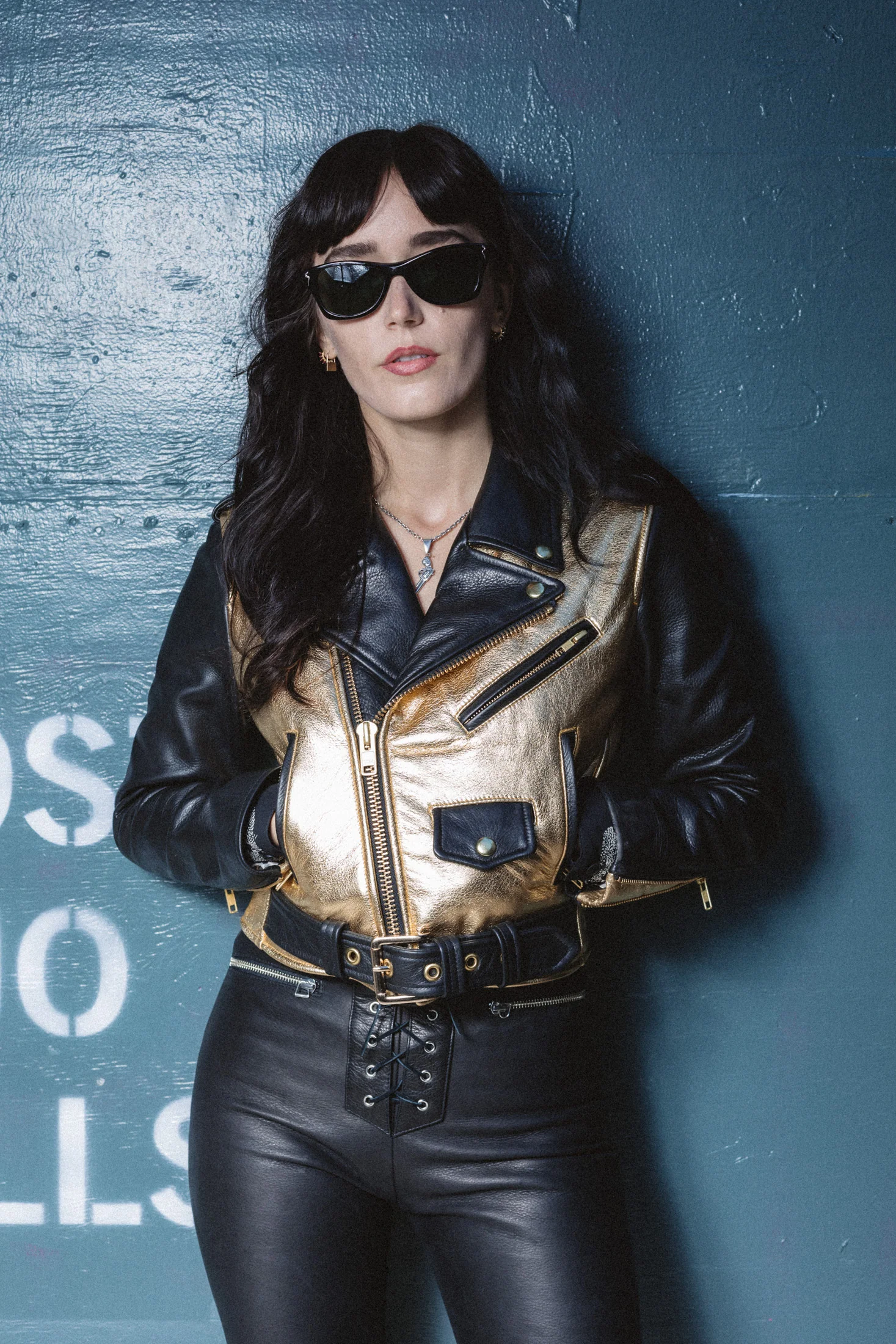 CROPPED BOWERY JACKET - Gold Metallic & Black - Image 2