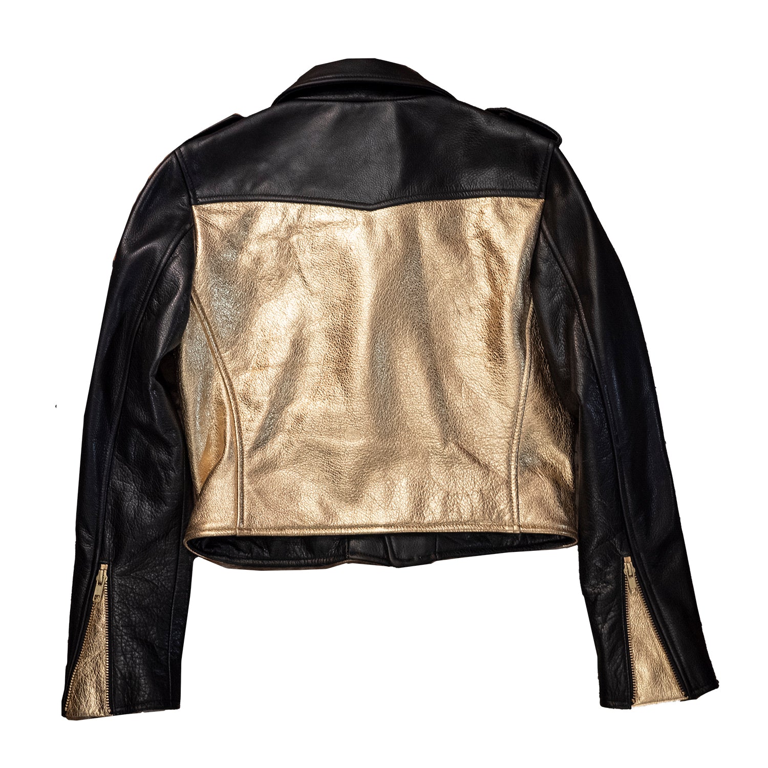 CROPPED BOWERY JACKET - Gold Metallic & Black - Image 4