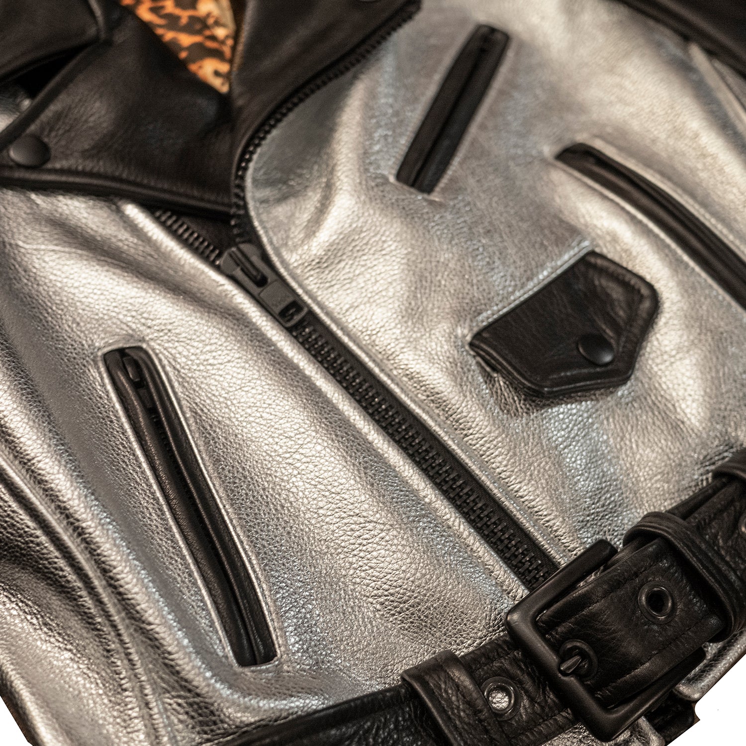 CROPPED BOWERY BLACK AND SILVER BIKER JACKET - Image 5
