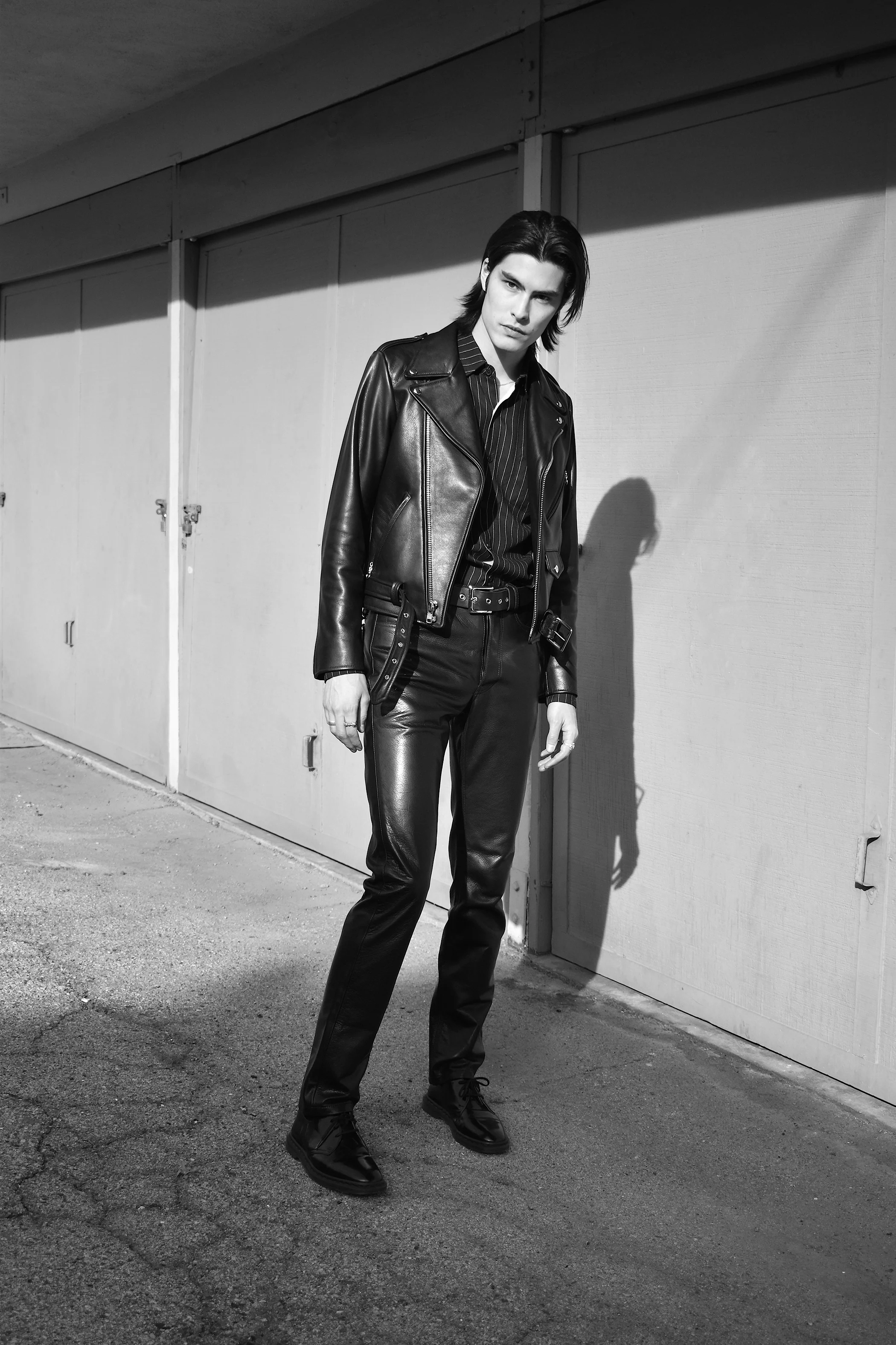 CROPPED BOWERY - BLACK LEATHER BIKER JACKET (MENS) *BEST SELLER - Image 4