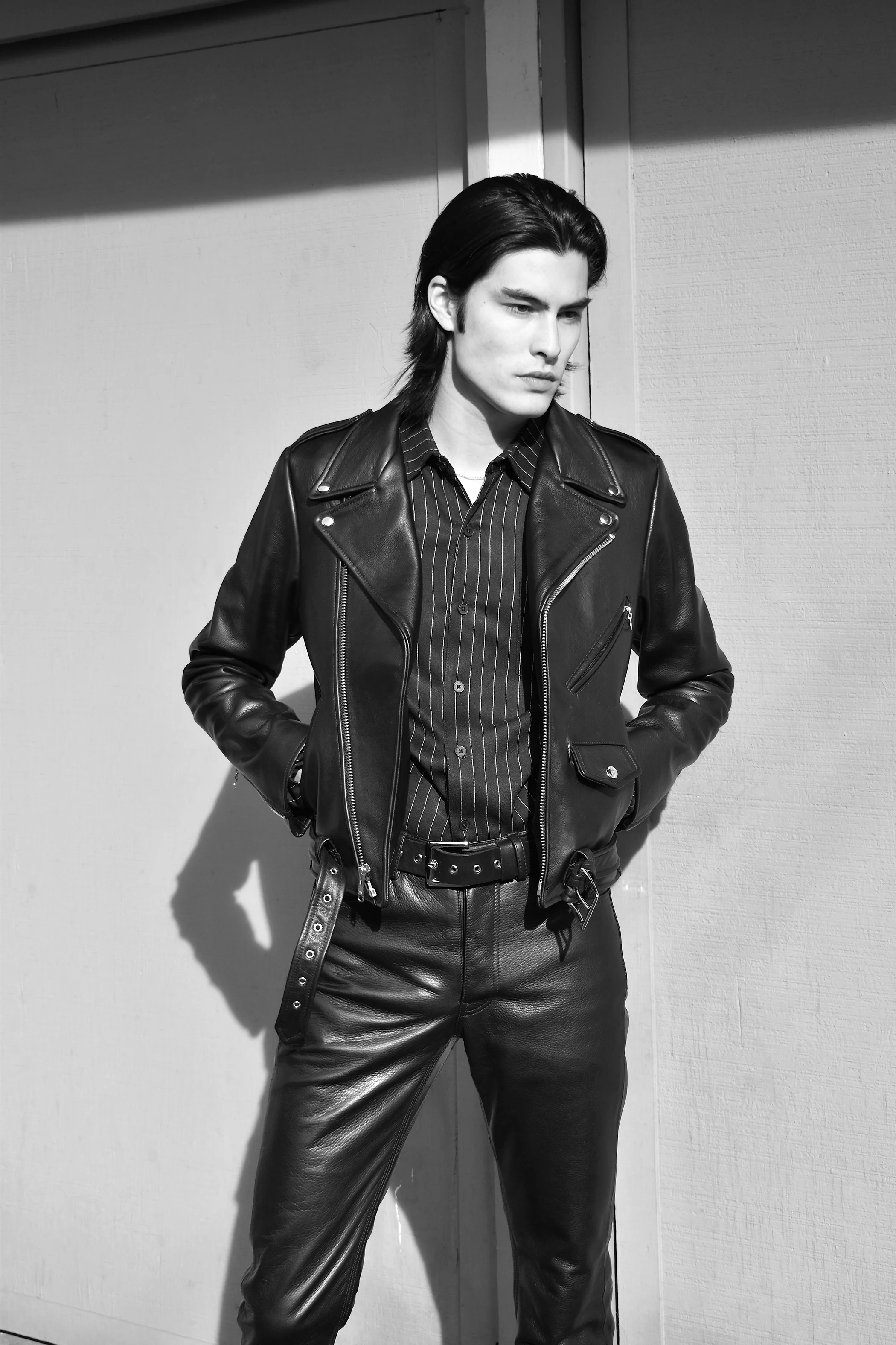 CROPPED BOWERY - BLACK LEATHER BIKER JACKET (MENS) *BEST SELLER - Image 5