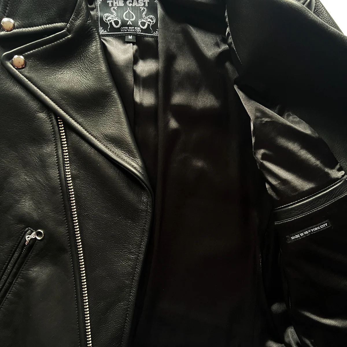 CROPPED BOWERY - BLACK LEATHER BIKER JACKET (MENS) *BEST SELLER - Image 7