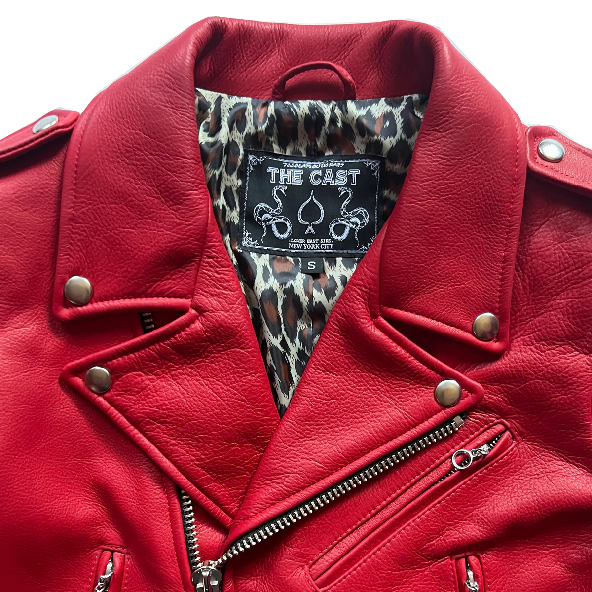 CROPPED BOWERY JACKET (RED w/LEOPARD LINING) - Image 3
