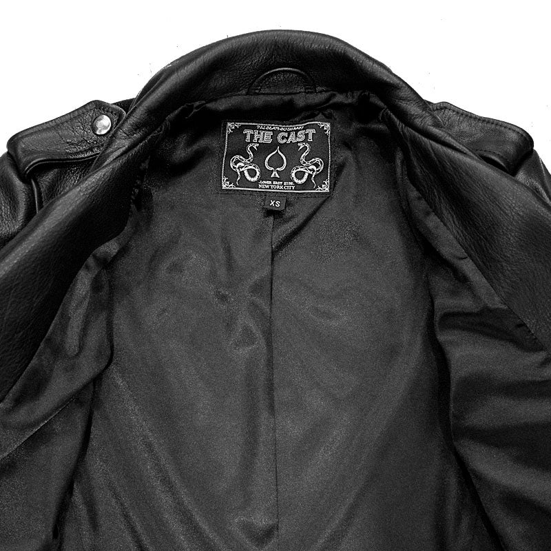 CROPPED BOWERY BLACK LEATHER JACKET (WOMENS) - Image 6