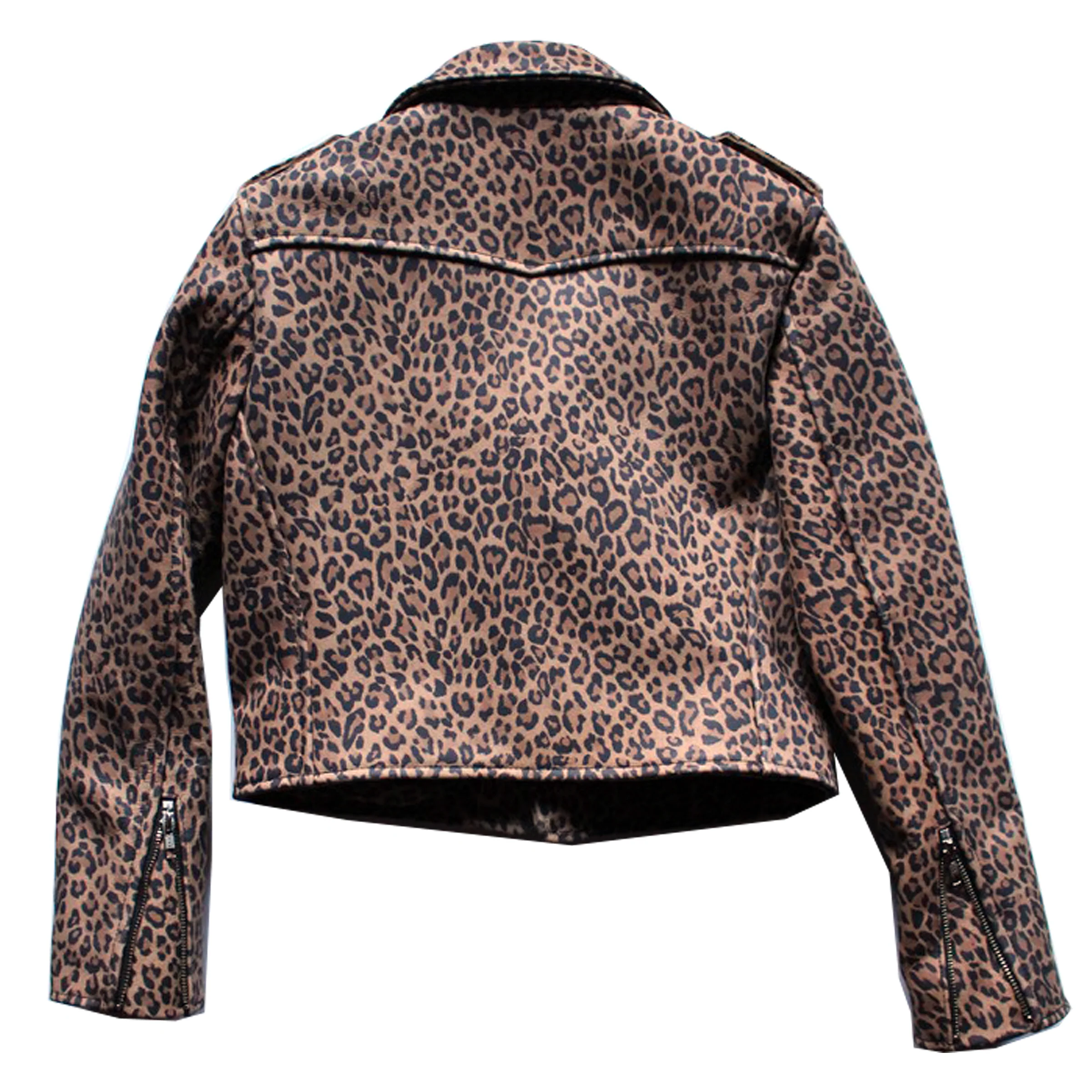 CROPPED BOWERY LEOPARD LEATHER JACKET (WOMENS) - Image 2