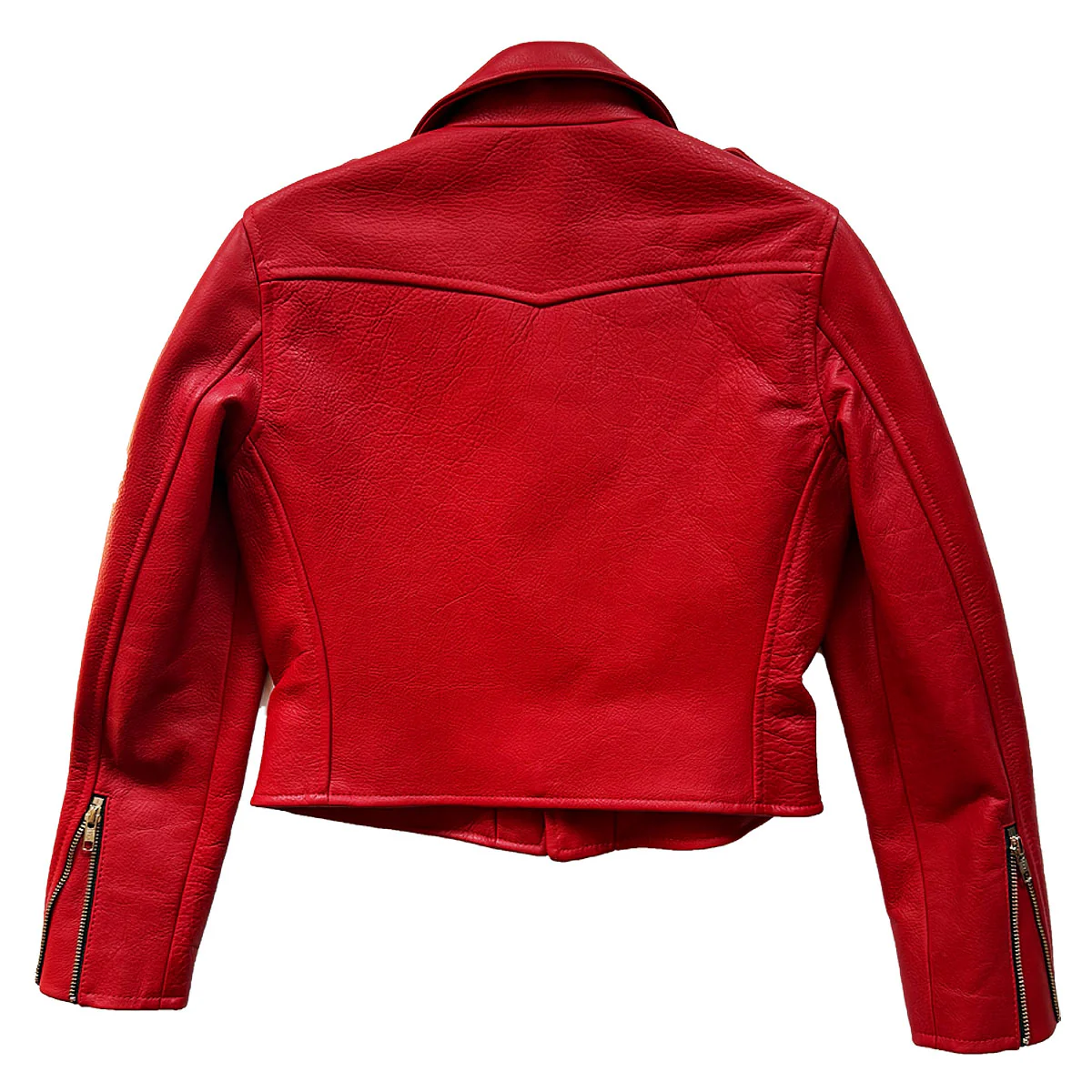 CROPPED BOWERY RED LEATHER JACKET (WOMENS) - Image 2