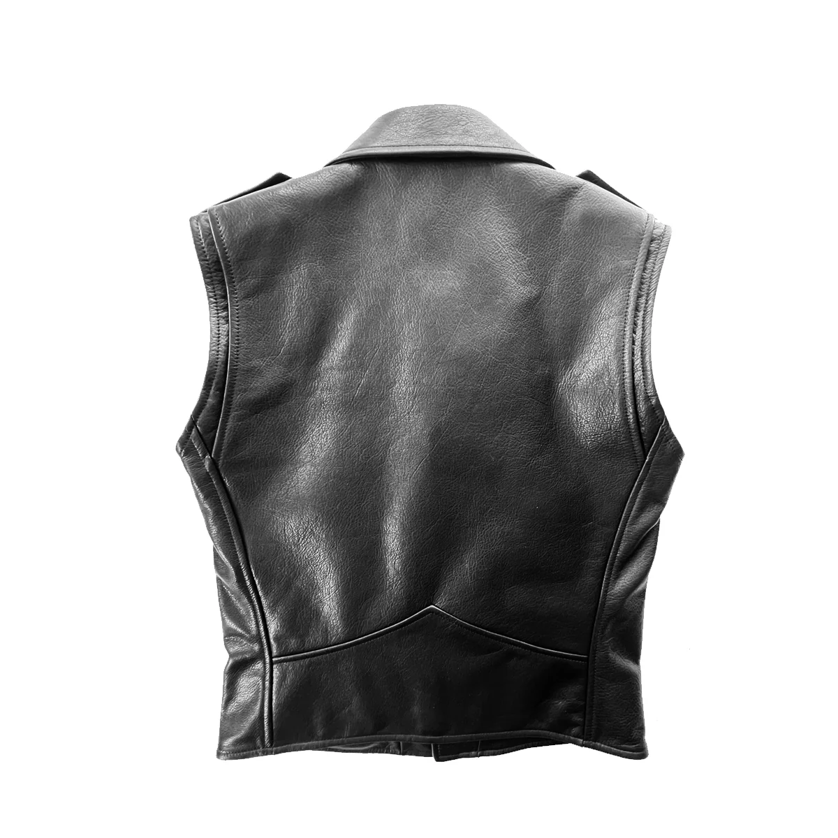 CROPPED BOWERY BLACK LEATHER VEST (MENS) - Image 6