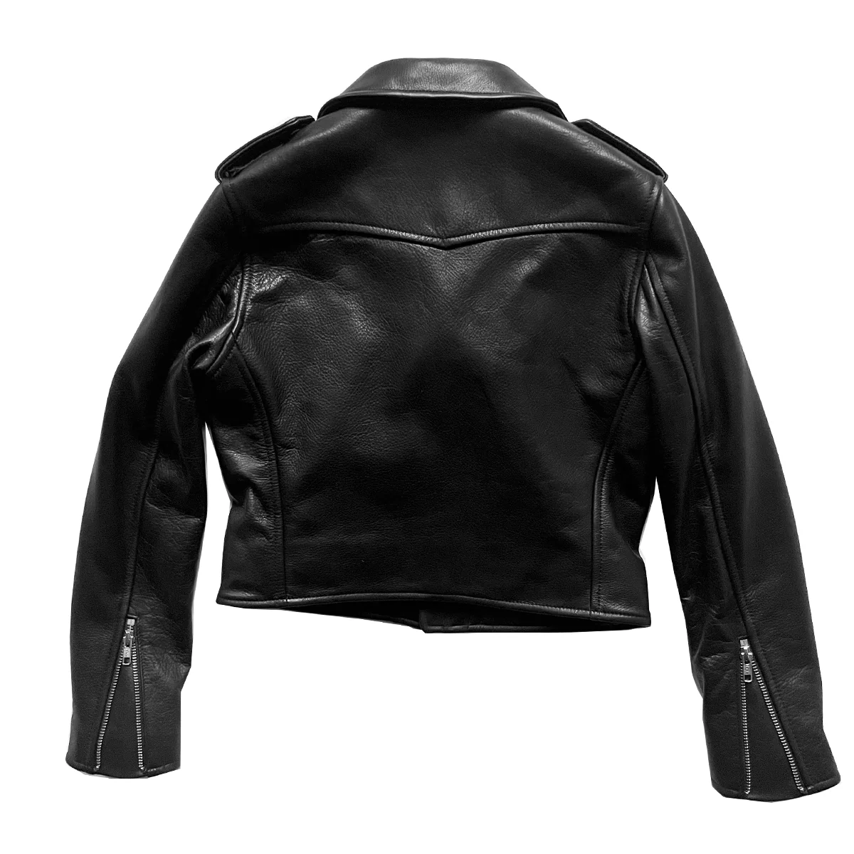 CROPPED ESSEX BLACK LEATHER JACKET (WOMENS) - Image 4