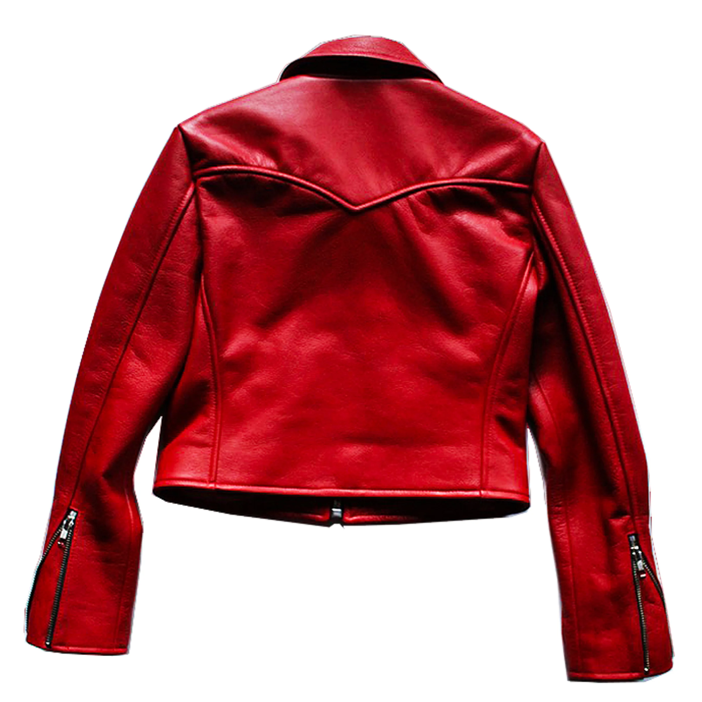 CROPPED JOHNNIE LEATHER JACKET (RED) - Image 2