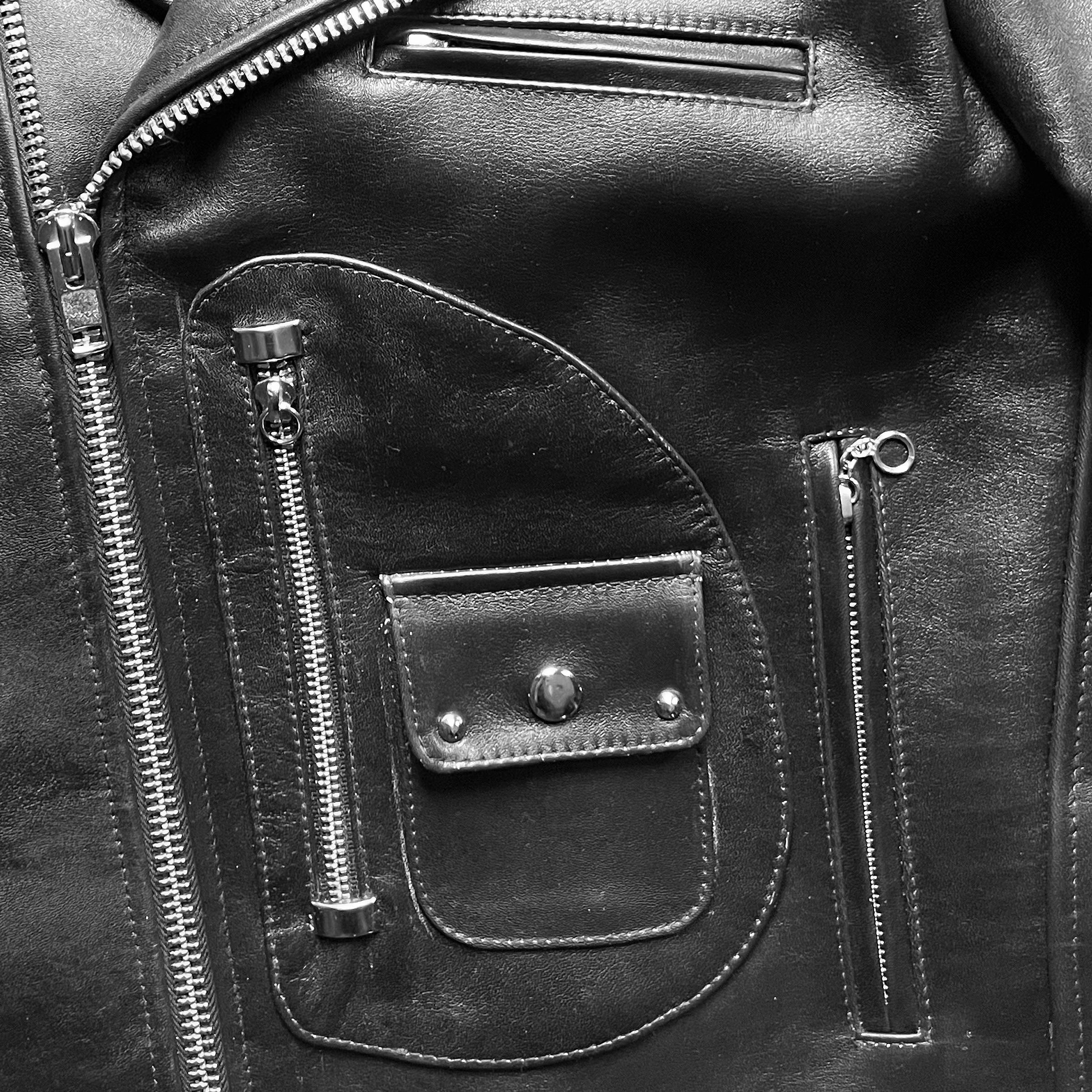 HORSEHIDE CROPPED AVENUE D BLACK LEATHER BIKER JACKET - Image 4