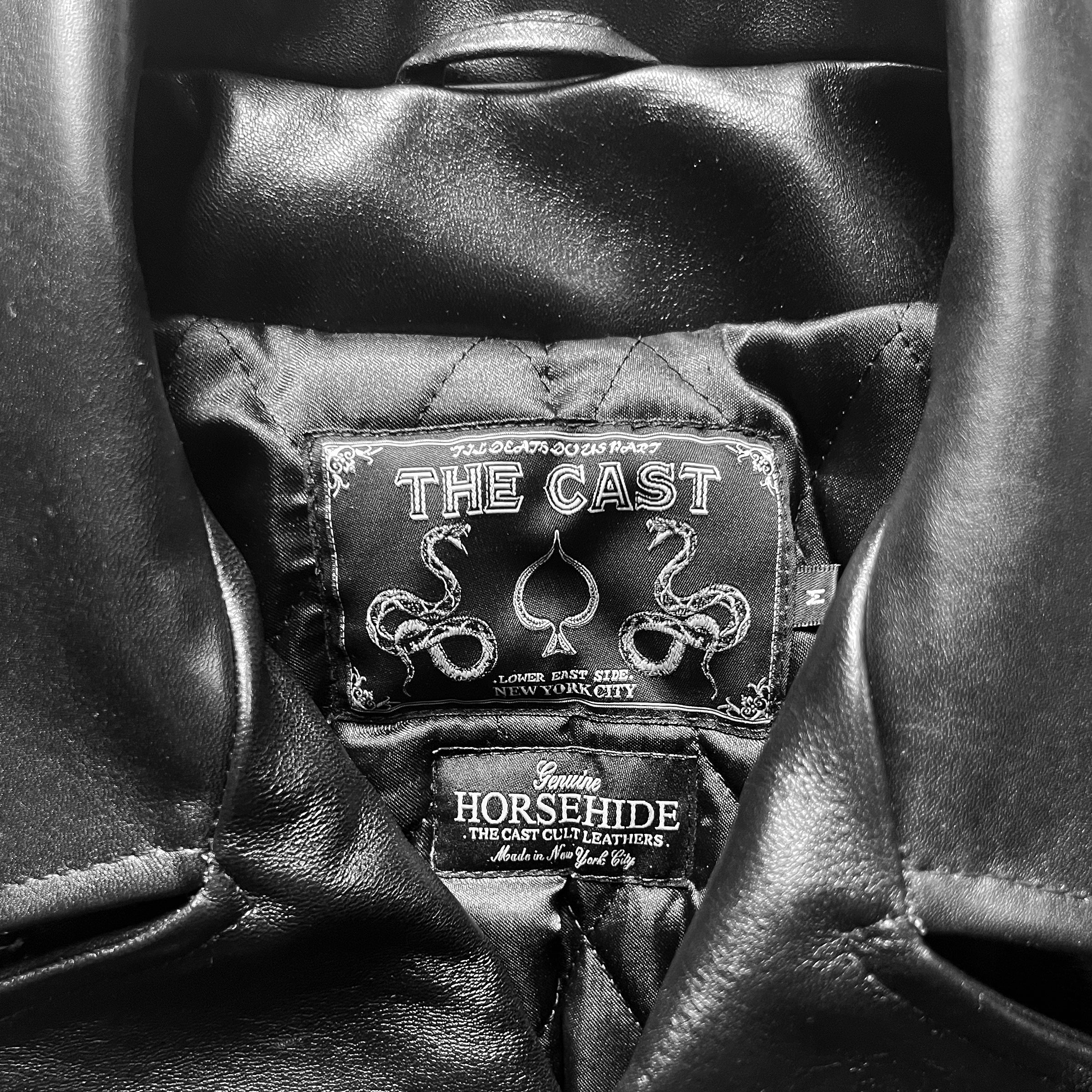 HORSEHIDE CROPPED ESSEX BLACK LEATHER BIKER JACKET - Image 3