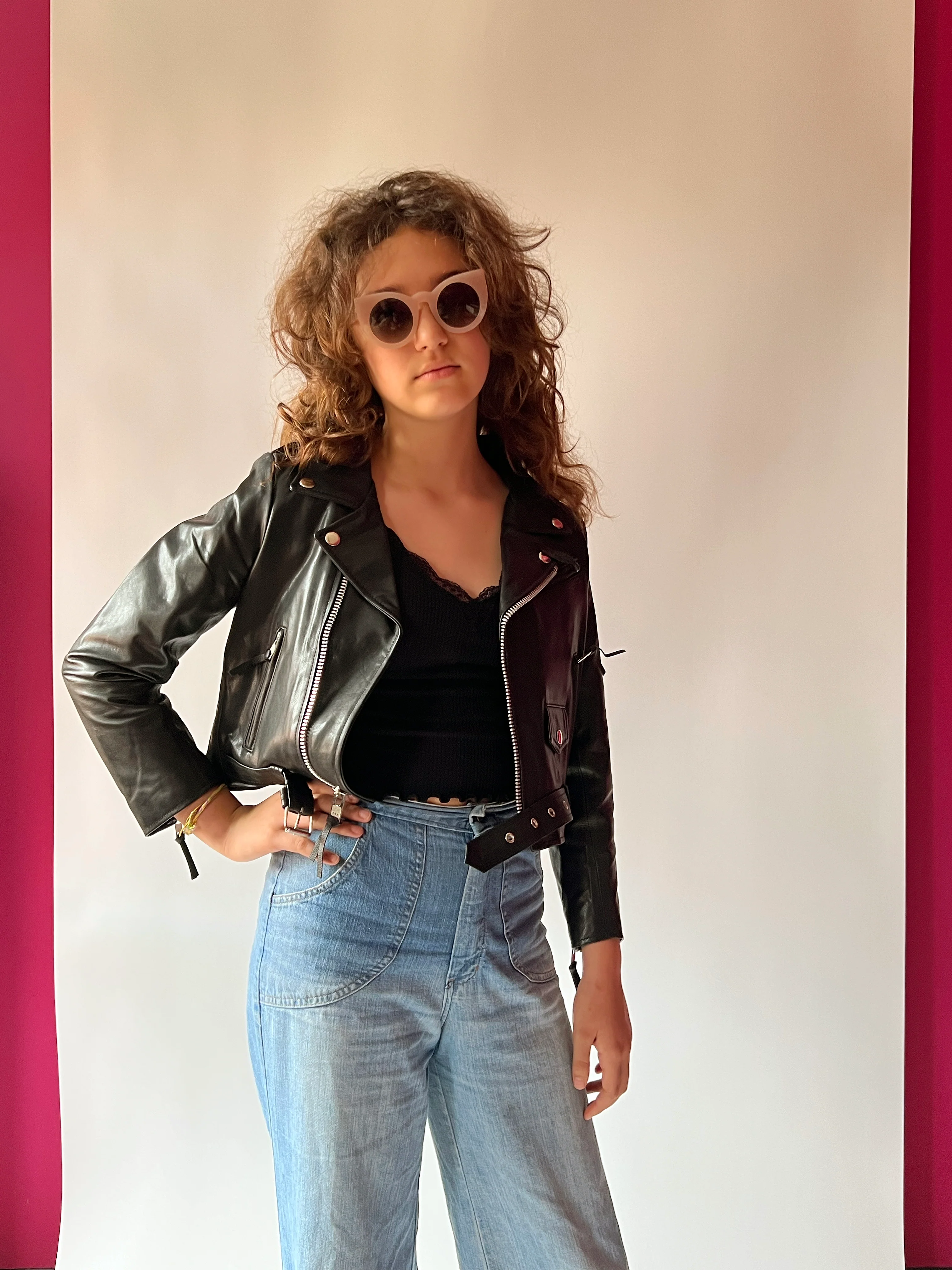 KIDS BOWERY BLACK LEATHER JACKET (SIZE 2 THRU 12) - Image 3