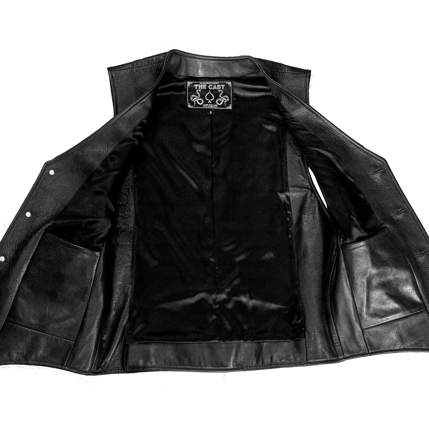 OUTLAW 4-BUTTON BLACK LEATHER VEST - Image 3