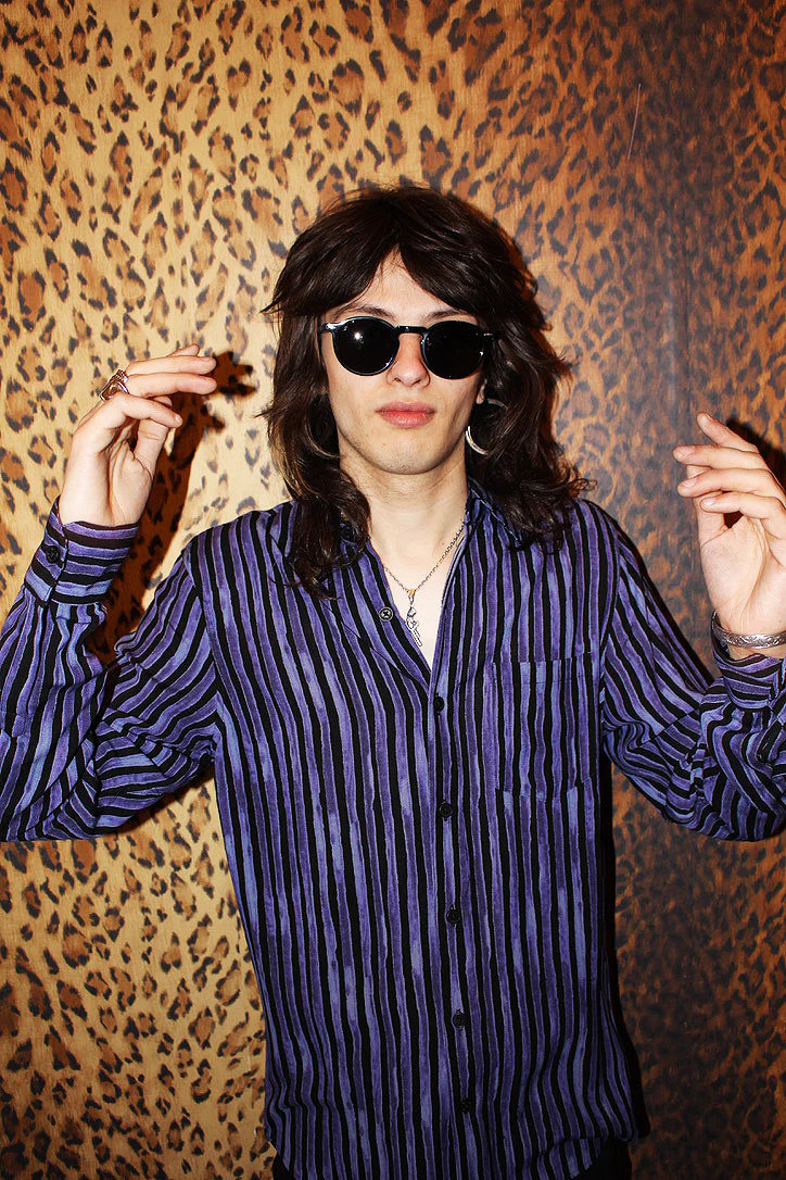 MOONLIGHT MOTEL Purple and Black Stripe Shirt - Image 4