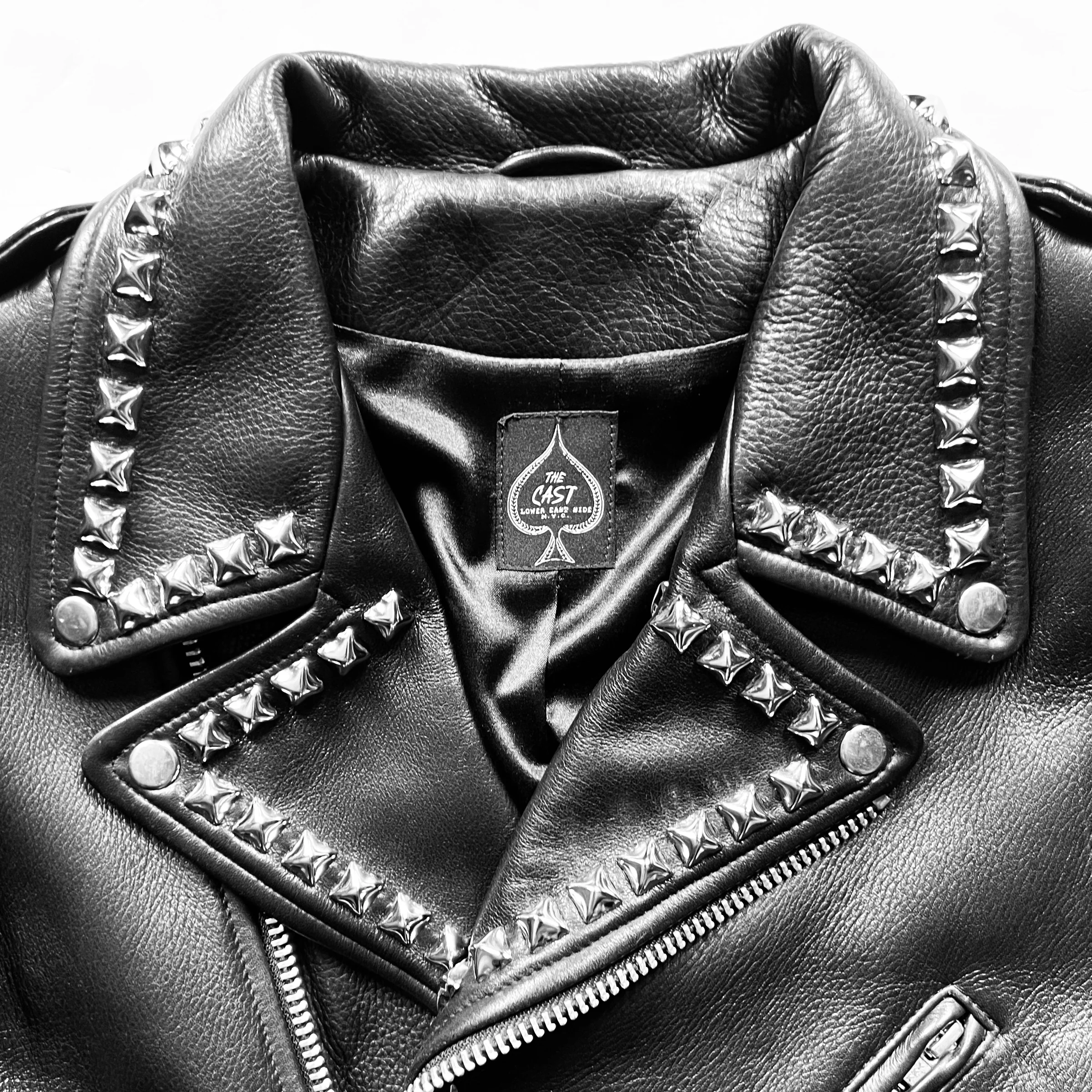 ONE-OF-A-KIND BLACK LEATHER BIKER JACKET #22 - Image 3