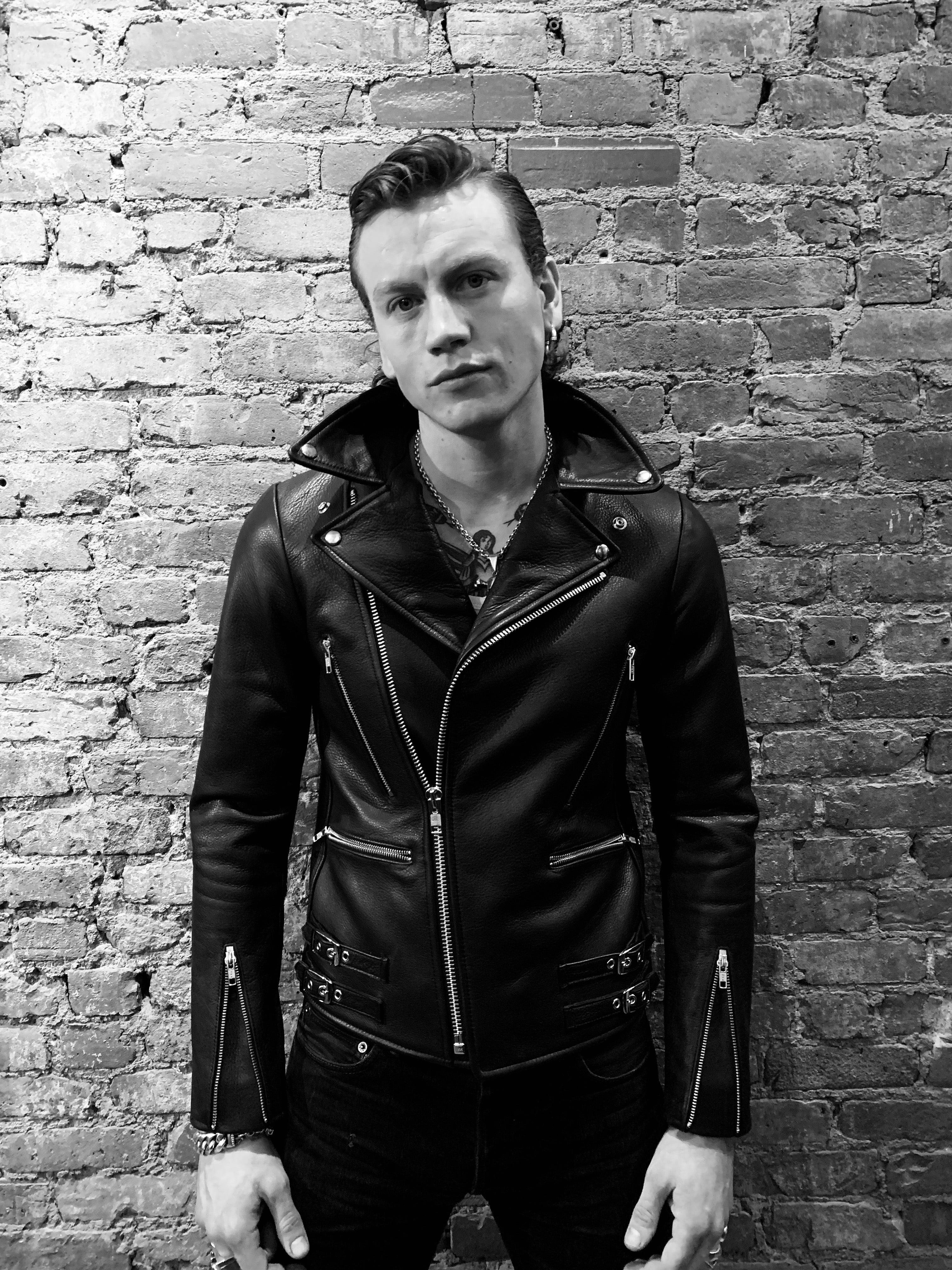 ESSEX BLACK LEATHER BIKER JACKET - Image 5