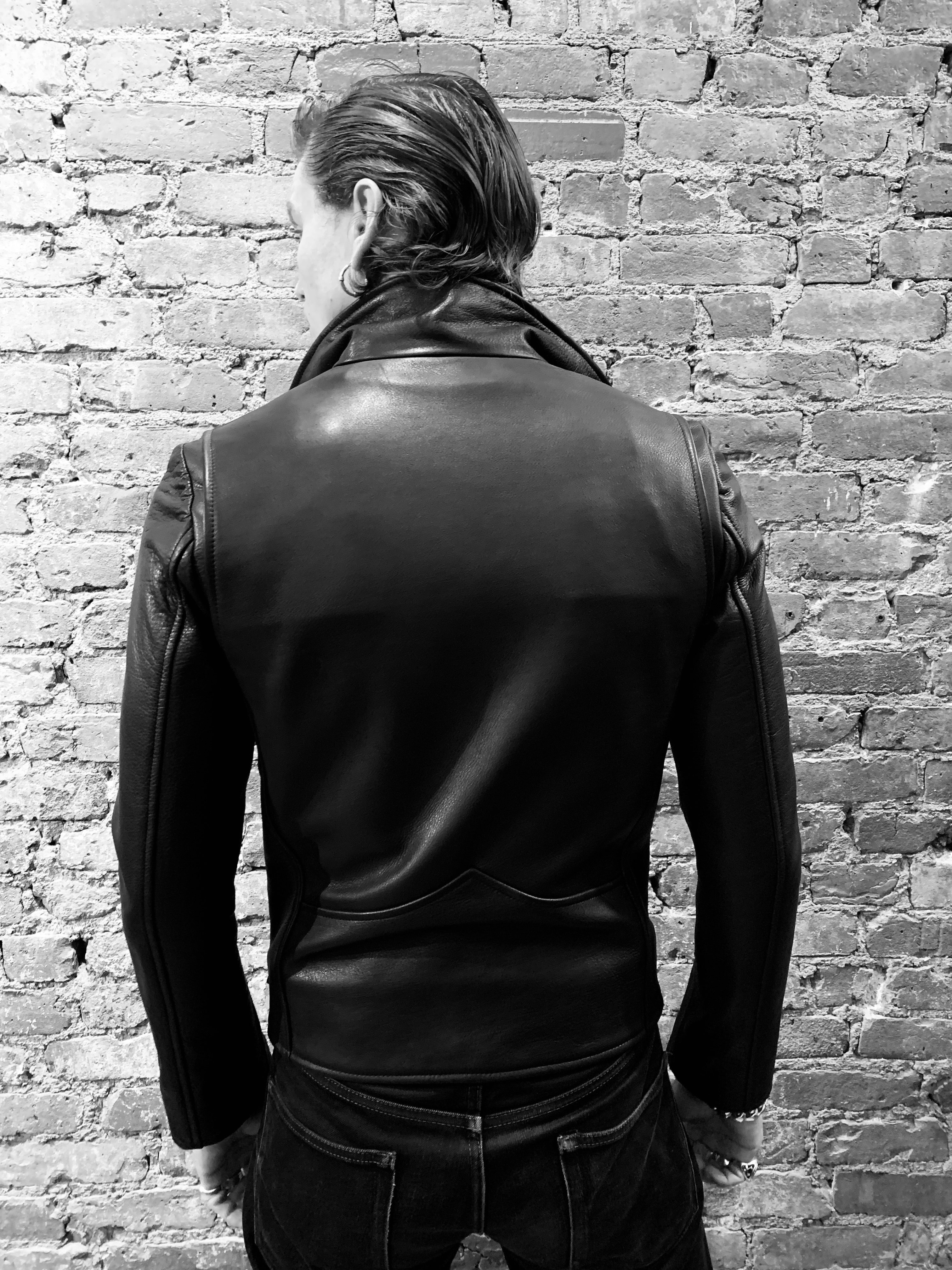 ESSEX BLACK LEATHER BIKER JACKET - Image 6