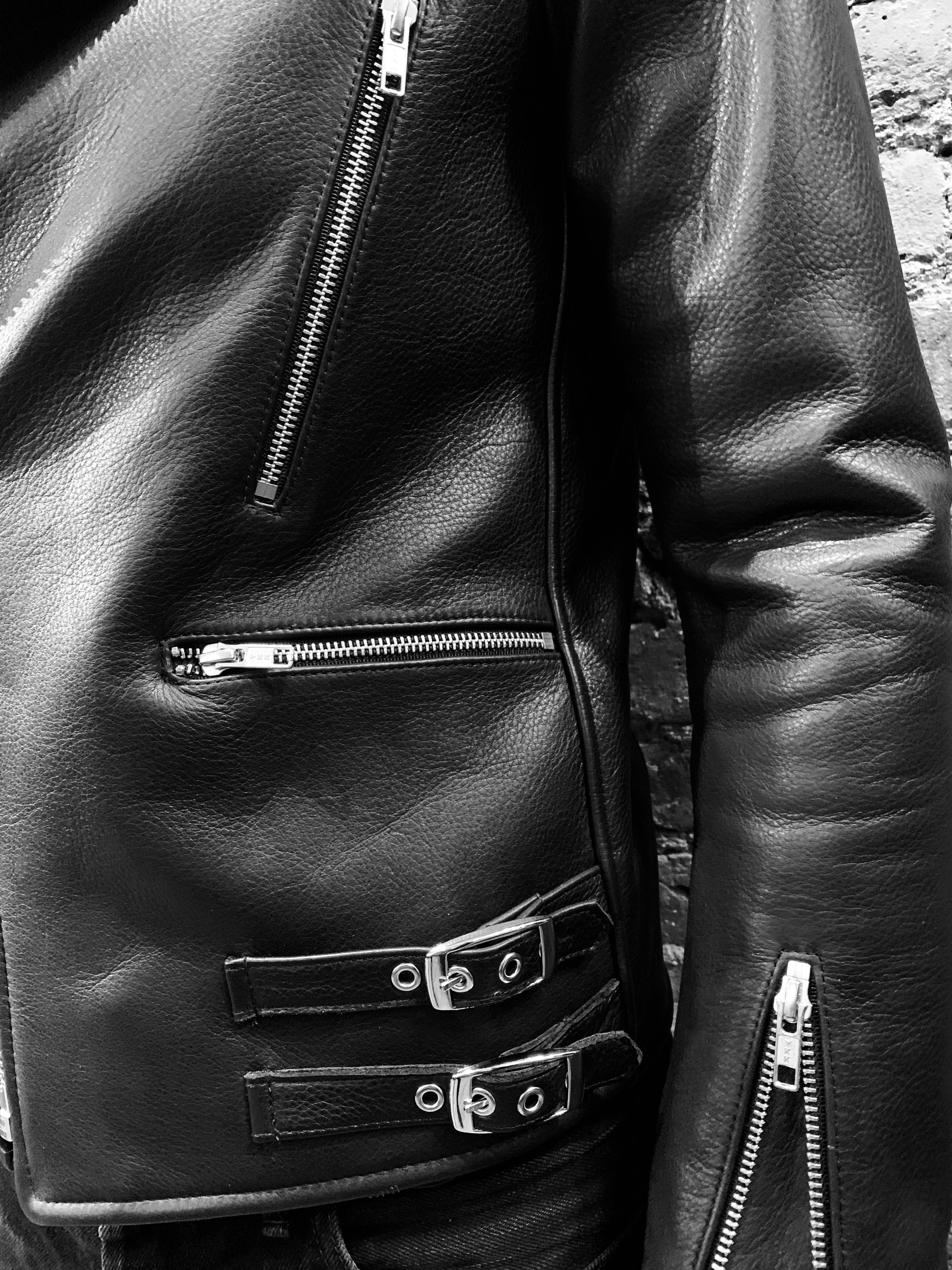 ESSEX BLACK LEATHER BIKER JACKET - Image 7