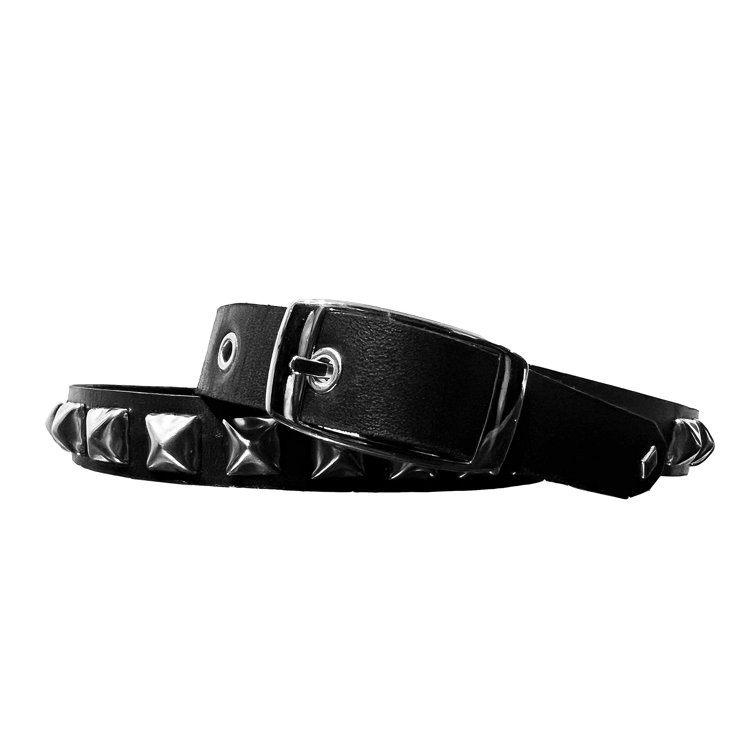 RUNAWAY PYRAMID STUD BLACK LEATHER BELT - Image 3