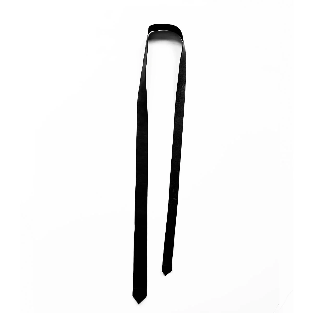 SKINNY BLACK LEATHER TIE - Image 2