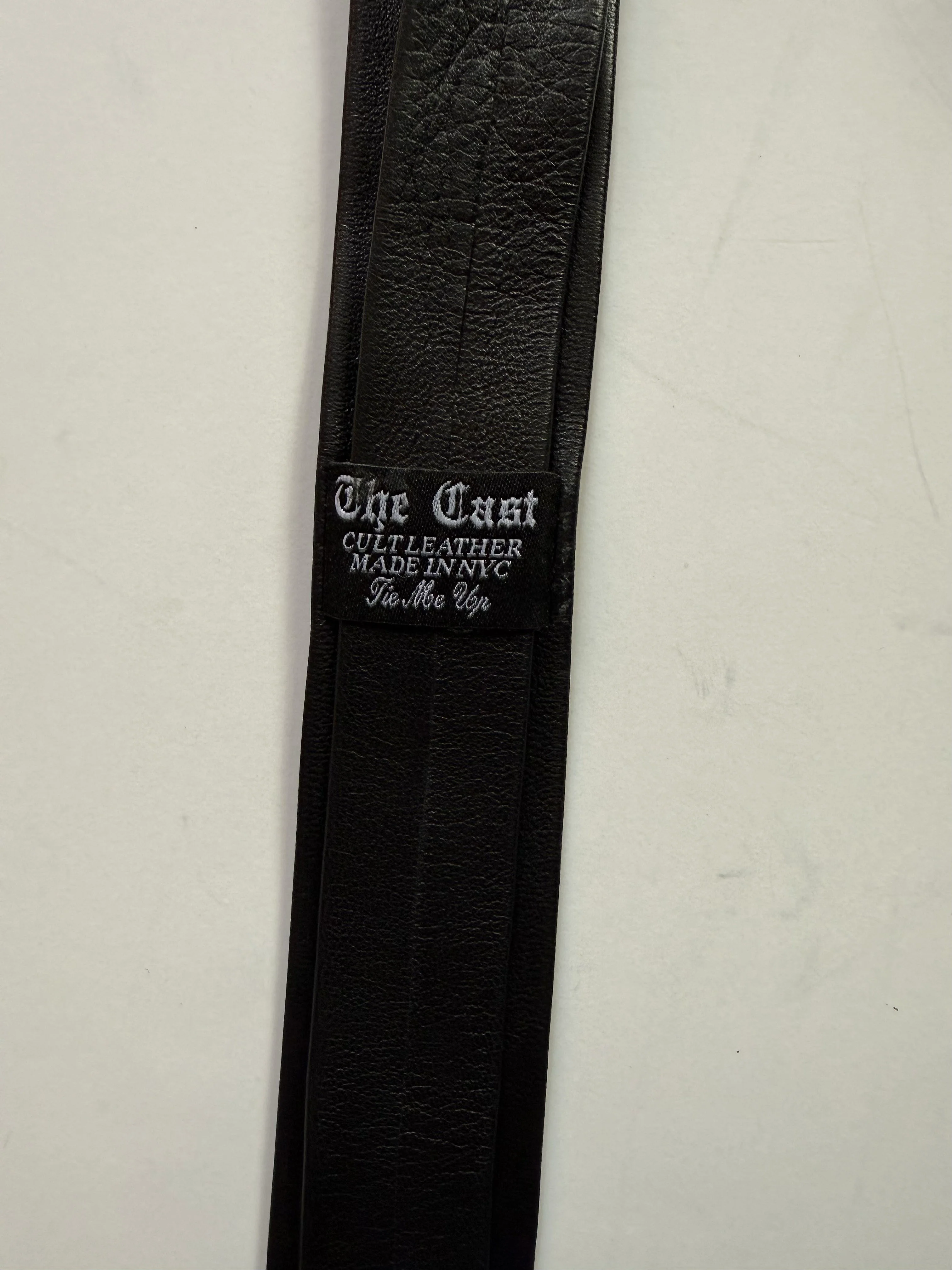 SKINNY BLACK LEATHER TIE - Image 3