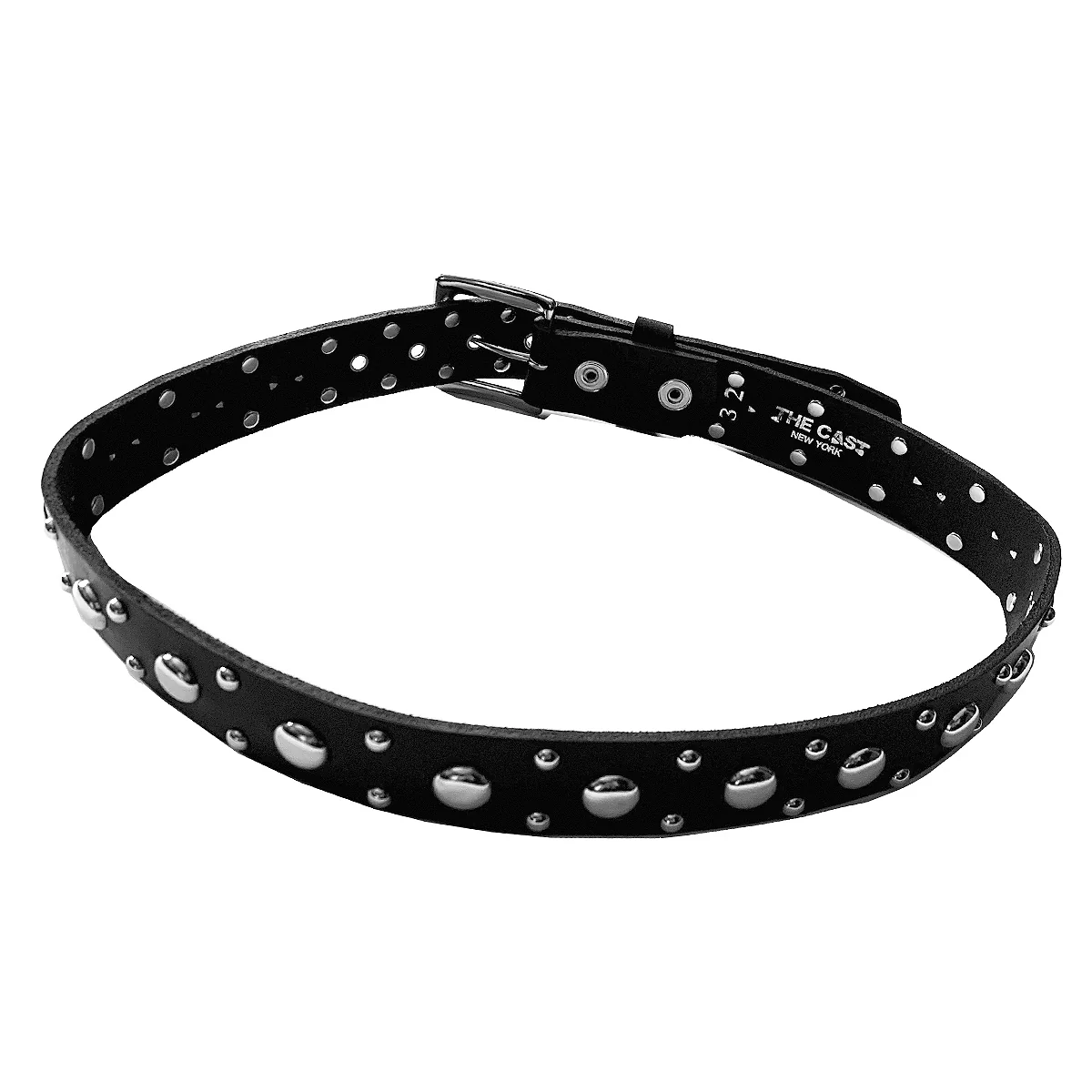 HESTER 3-ROW DOME STUDDED BLACK LEATHER BELT - Image 3